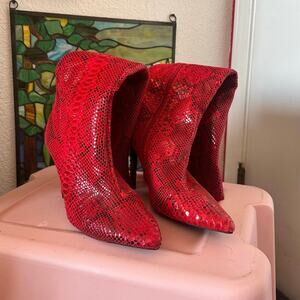 inc international concepts red snake skin knee high boots